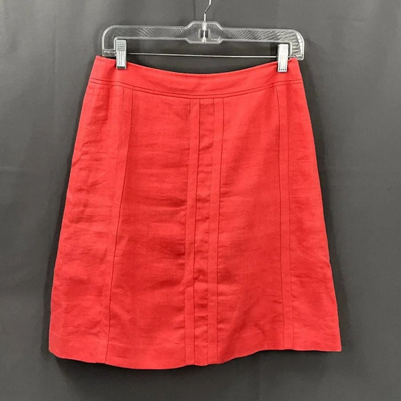 Ann Taylor Skirt Womens 4‎ P Orange Linen Zipper Closure Lined Business Career - Picture 2 of 5